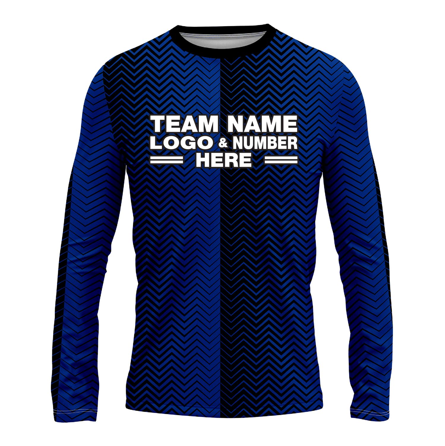 Custom Fully Sublimated Half Faded Pattern Black Blue Performance Long Sleeves 14243