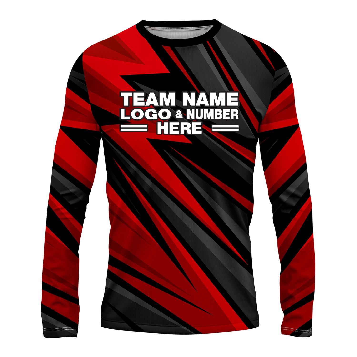 Custom Fully Sublimated High Energy Pattern Two Red Performance Long Sleeves 14219