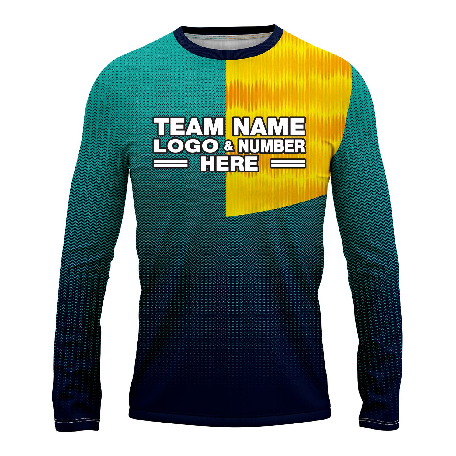 Custom Fully Sublimated DuoStyle Pattern Teal Yellow Performance Long Sleeves 14255