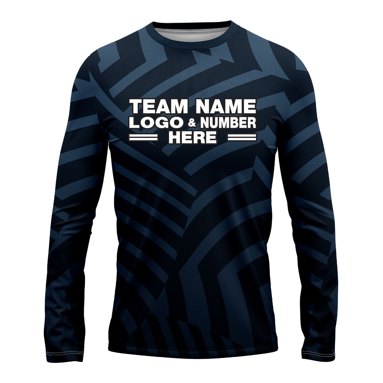 Custom Fully Sublimated Cross Stripes Pattern Dark Blue Performance Long Sleeves 14279
