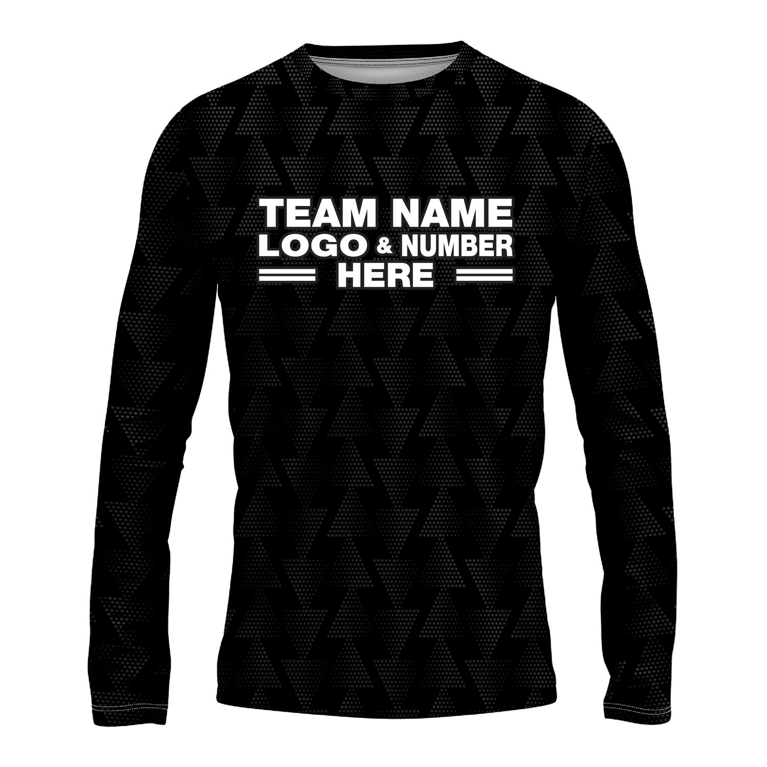Custom Fully Sublimated Faded Geometric Triangles Pattern Black Performance Long Sleeves 14303