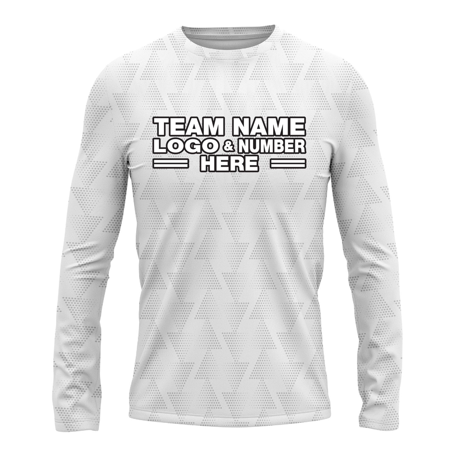 Custom Fully Sublimated Faded Geometric Triangles Pattern White Performance Long Sleeves 14315