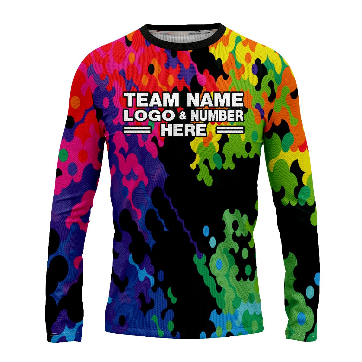 Custom Fully Sublimated Vivid Chaos Neon Pattern Multicolor Performance Long Sleeves 14327