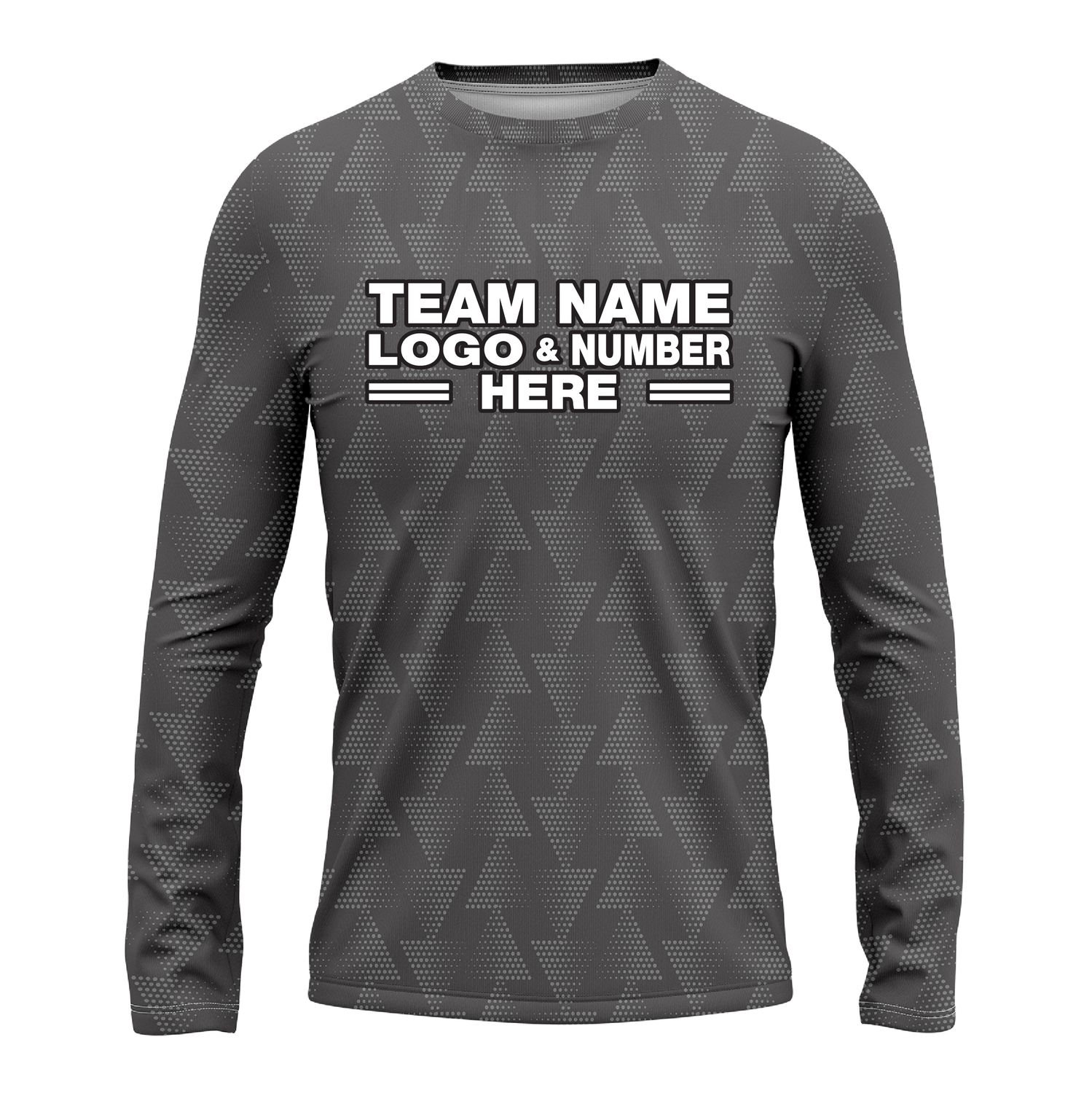 Custom Fully Sublimated Faded Geometric Triangles Pattern Gray Performance Long Sleeves 14355