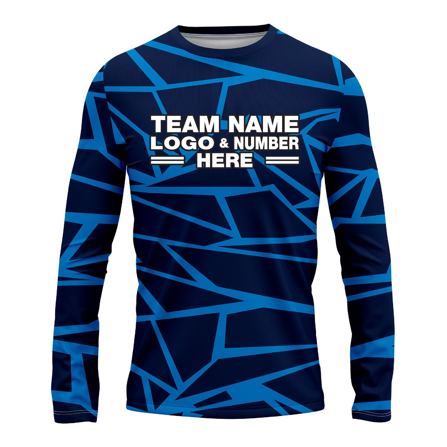 Custom Fully Sublimated Glaciar Break Pattern Blue Performance Long Sleeves 14367