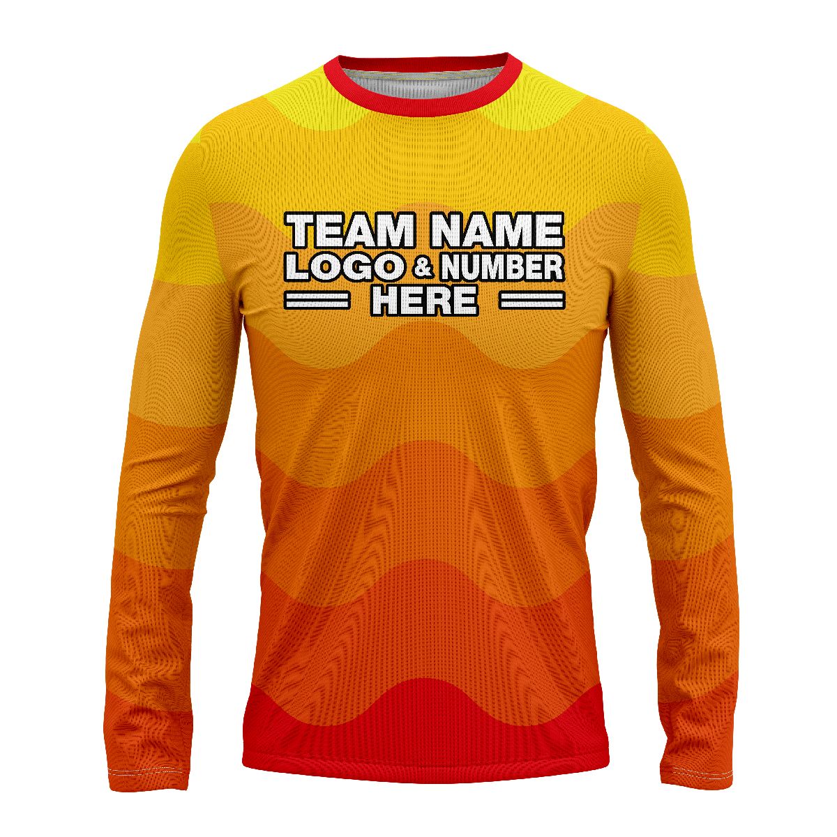 Custom Fully Sublimated Heat Wave Neon Pattern Orange Yellow Performance Long Sleeves 14379