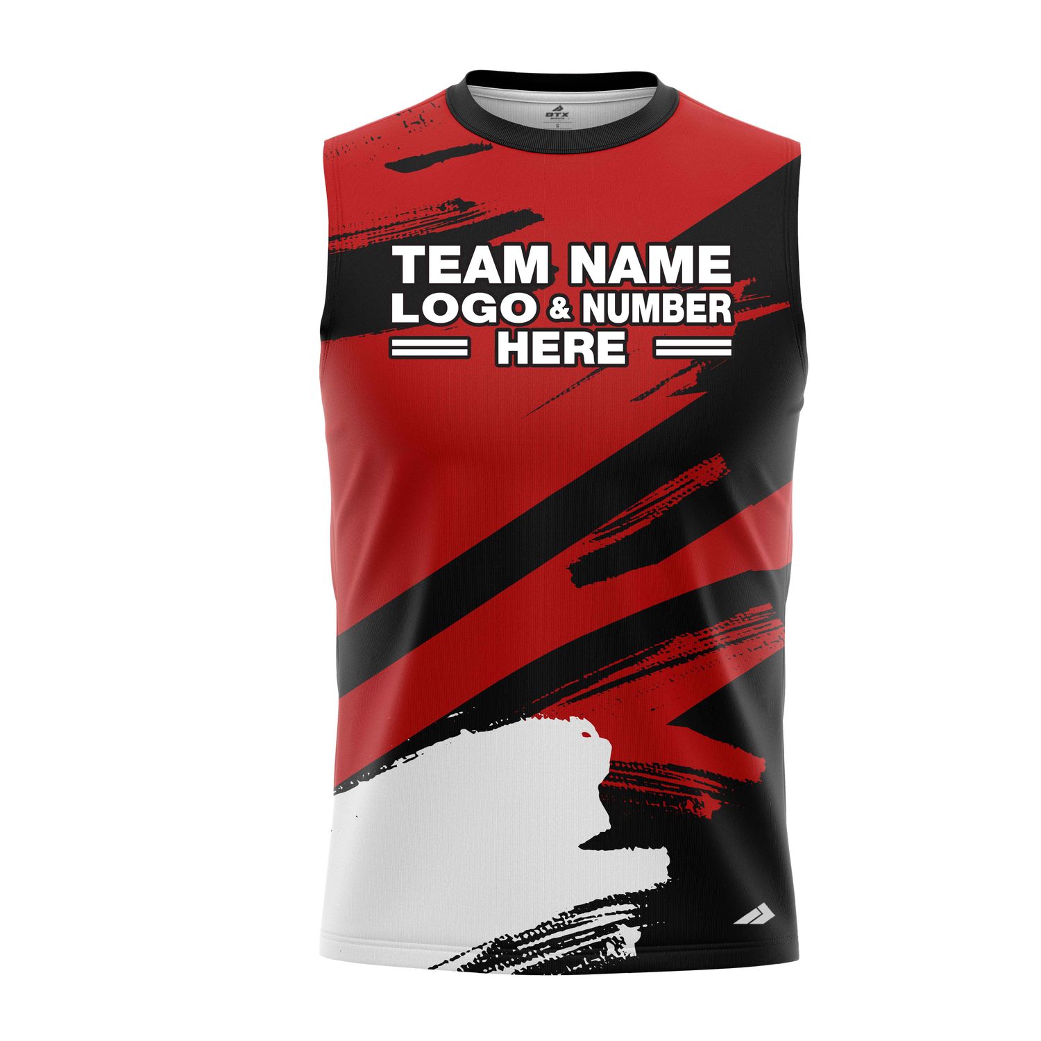 Custom Fully Sublimated Paint Brush Tie Dye Pattern Red Black Performance Sleeveless 14339