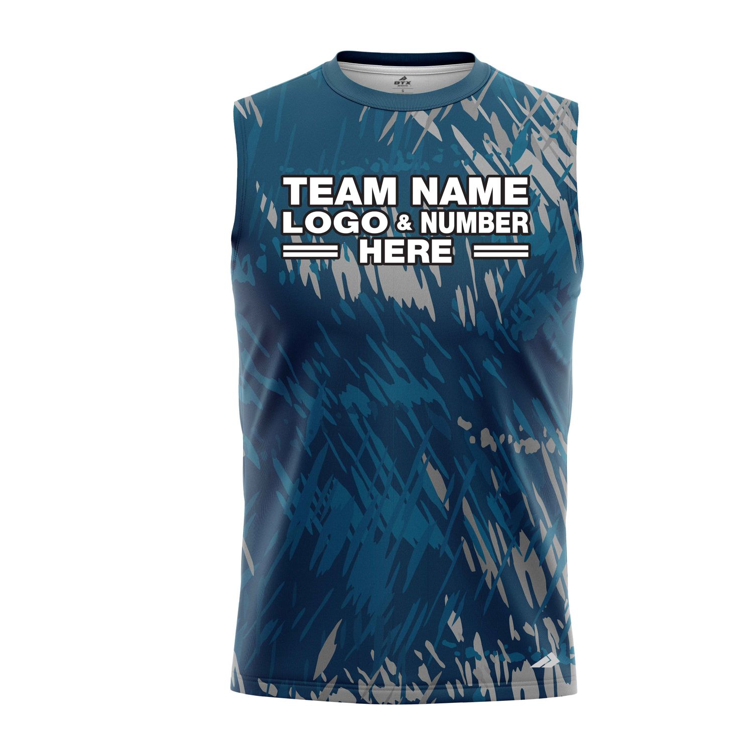 Custom Fully Sublimated Vibrant Tie Dye Pattern Teal Performance Sleeveless 14515