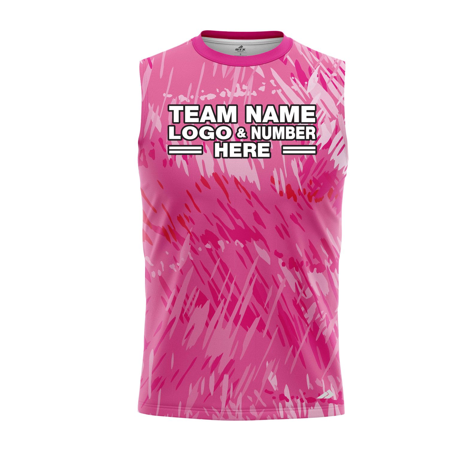 Custom Fully Sublimated Vibrant Tie Dye Pattern Pink Performance Sleeveless 14523