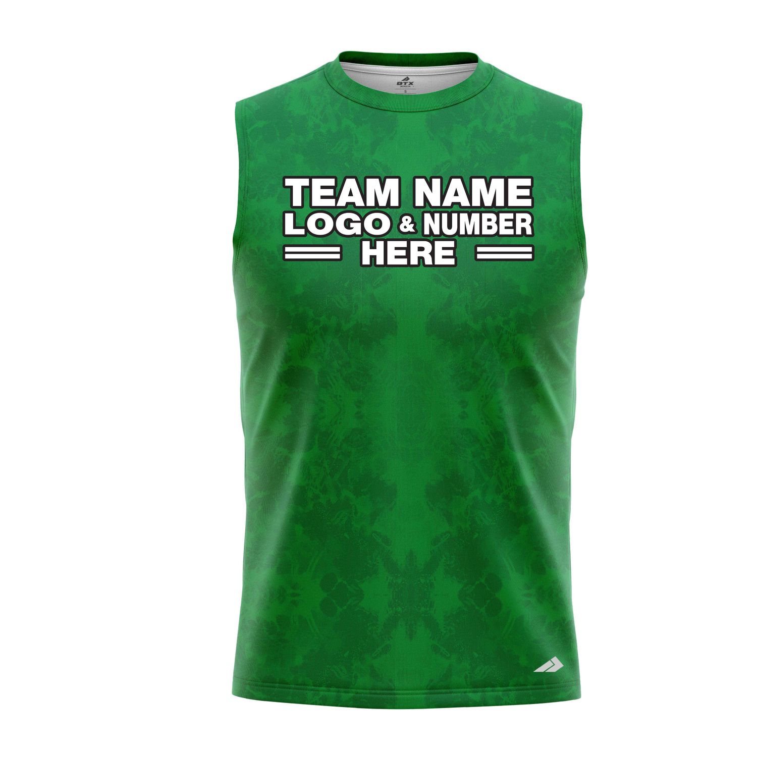 Custom Fully Sublimated Solid Tie Dye Pattern Green Performance Sleeveless 14531