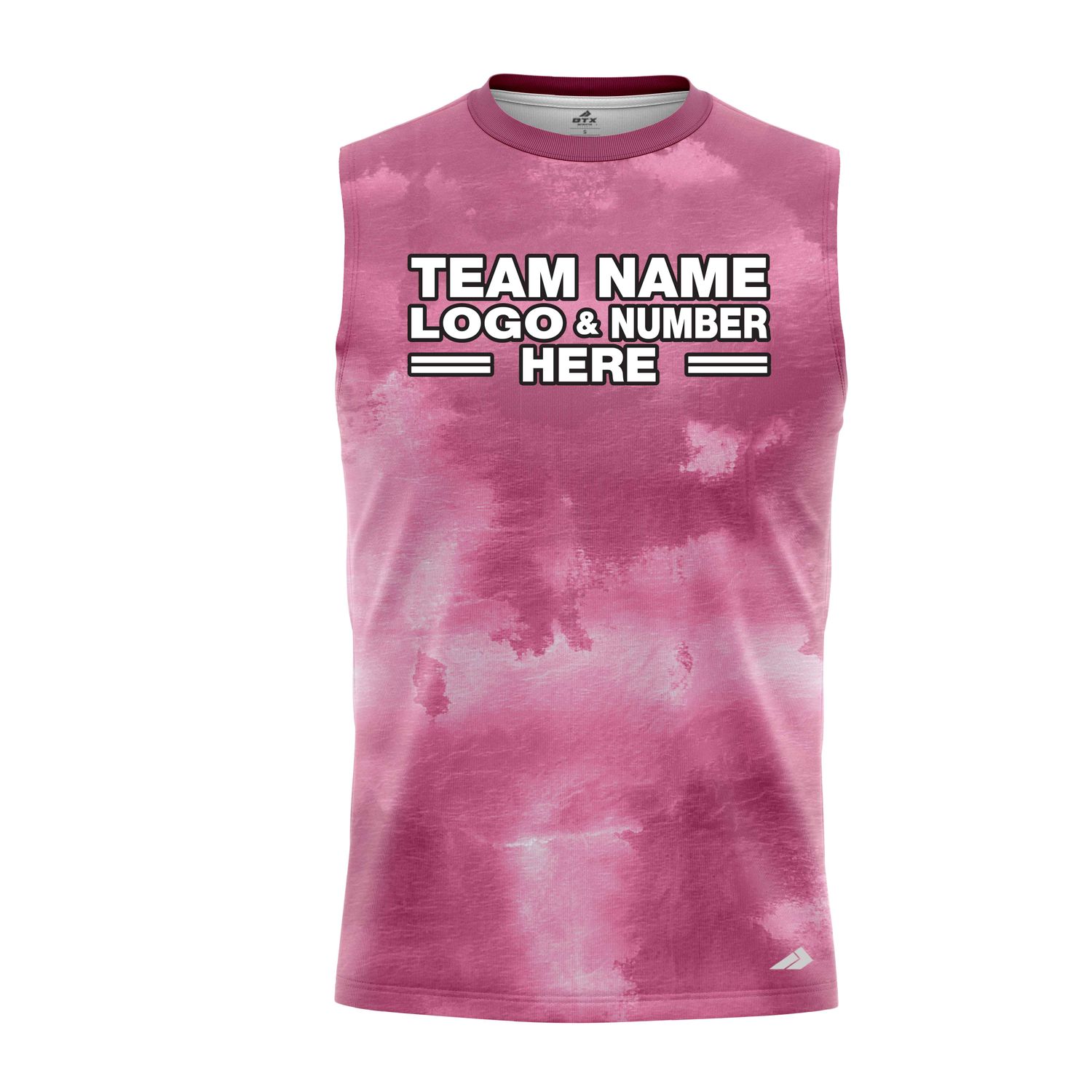 Custom Fully Sublimated Cloudy Tie Dye Pattern Pink Performance Sleeveless 14599