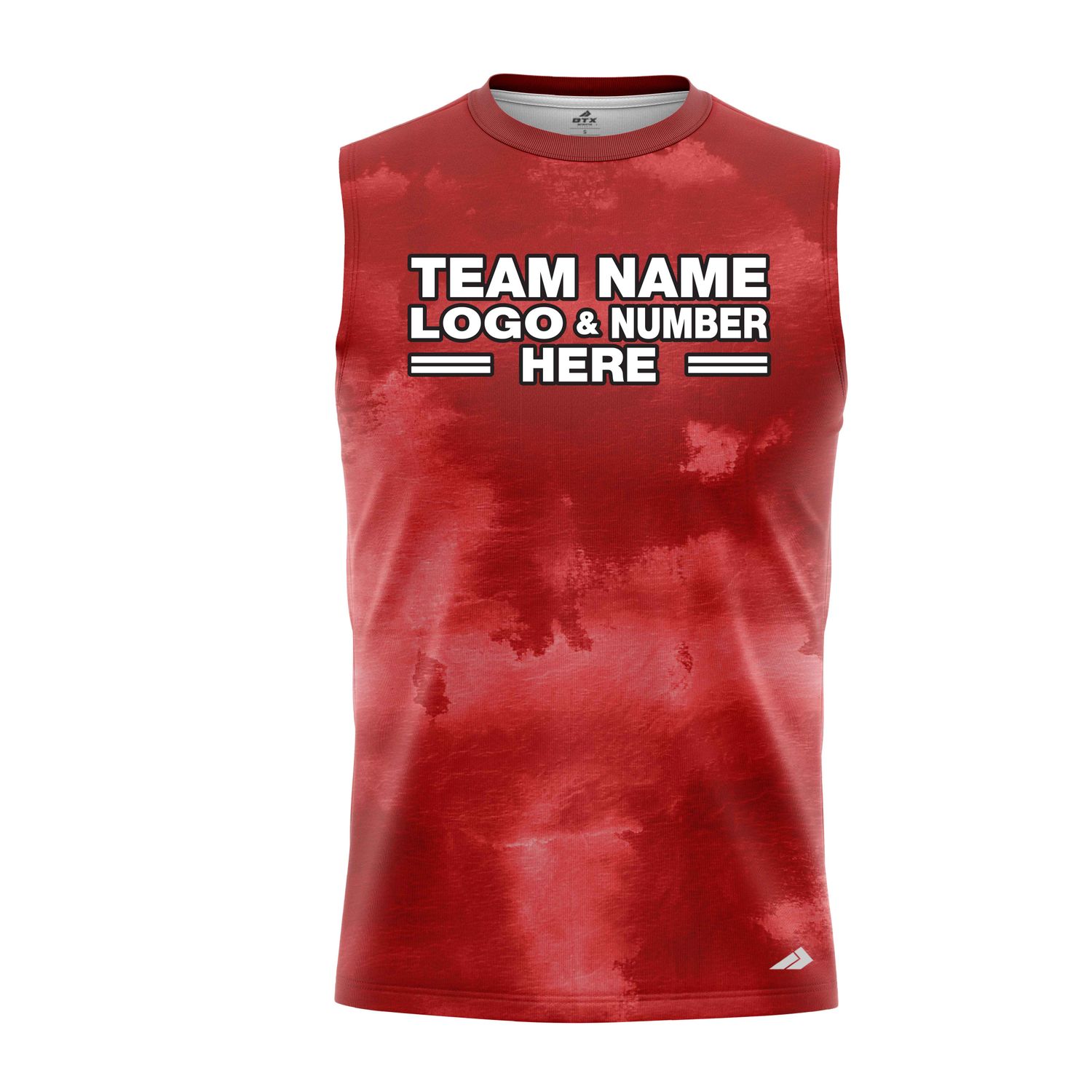 Custom Fully Sublimated Cloudy Tie Dye Pattern Red Performance Sleeveless 14603