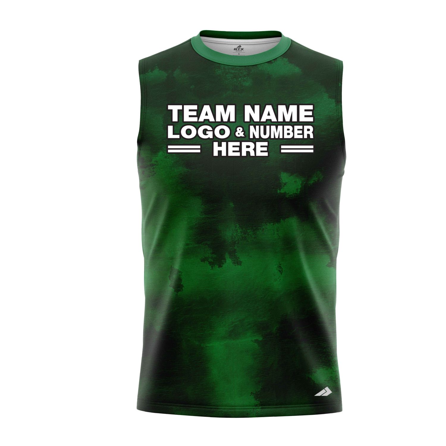 Custom Fully Sublimated Cloudy Tie Dye Pattern Green Performance Sleeveless 14607