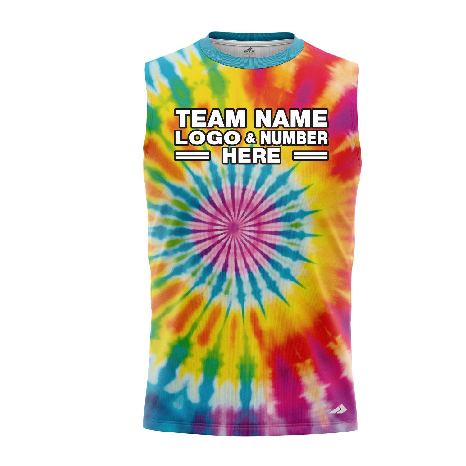 Custom Fully Sublimated Psychedelic Champions Tie Dye Pattern Multicolor Performance Sleeveless 14611