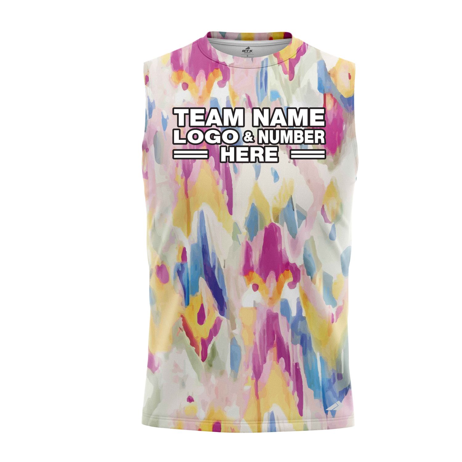 Custom Fully Sublimated Oil Tie Dye Two Pattern Multicolor Performance Sleeveless 14635