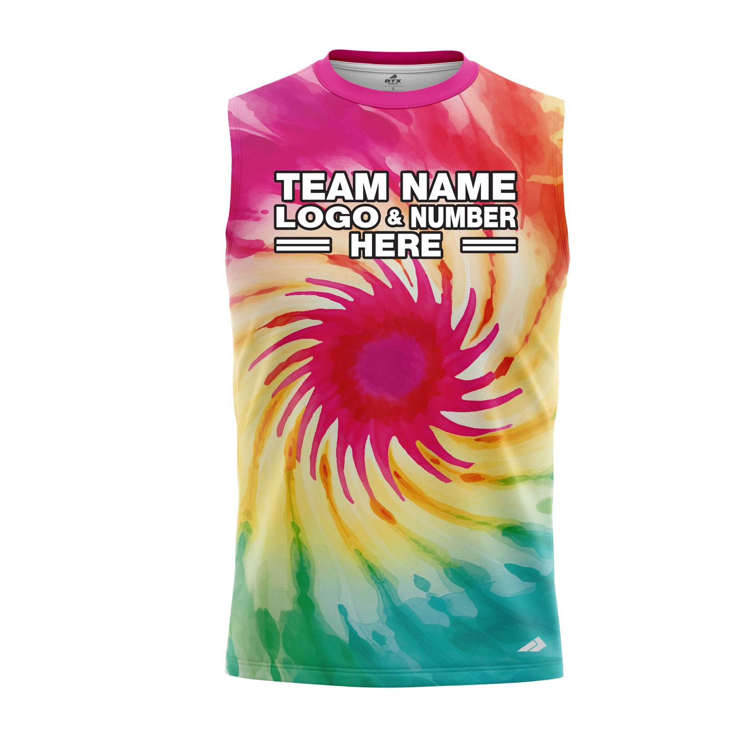 Custom Fully Sublimated Sunburst Strikers Tie Dye Pattern Multicolor Performance Sleeveless 14639