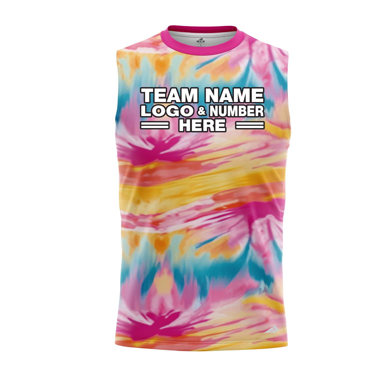 Custom Fully Sublimated Oil Tie Dye Pattern Multicolor Performance Sleeveless 14627