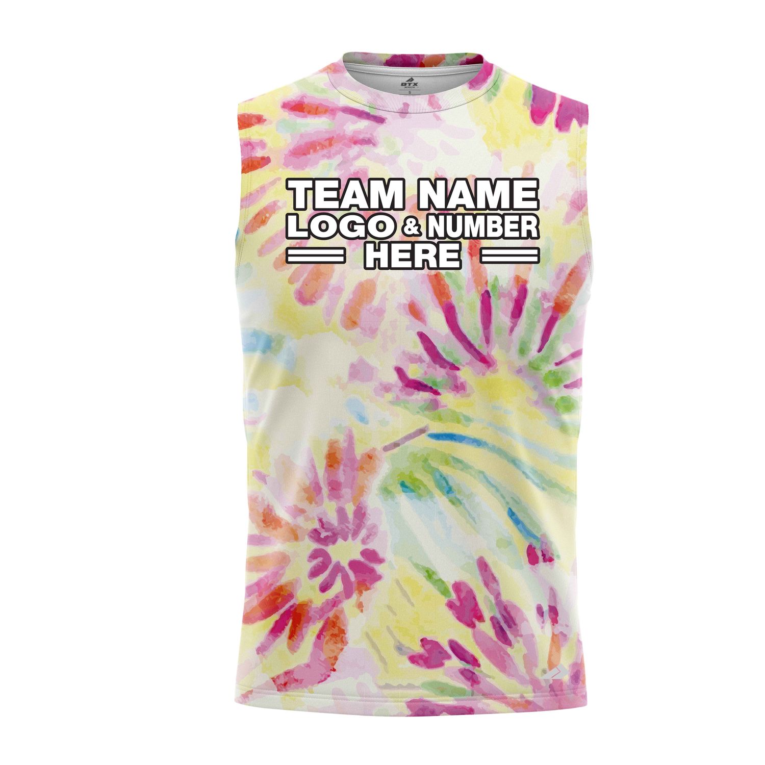 Custom Fully Sublimated Painted Fingers Tie Dye Pattern Multicolor Performance Sleeveless 14623