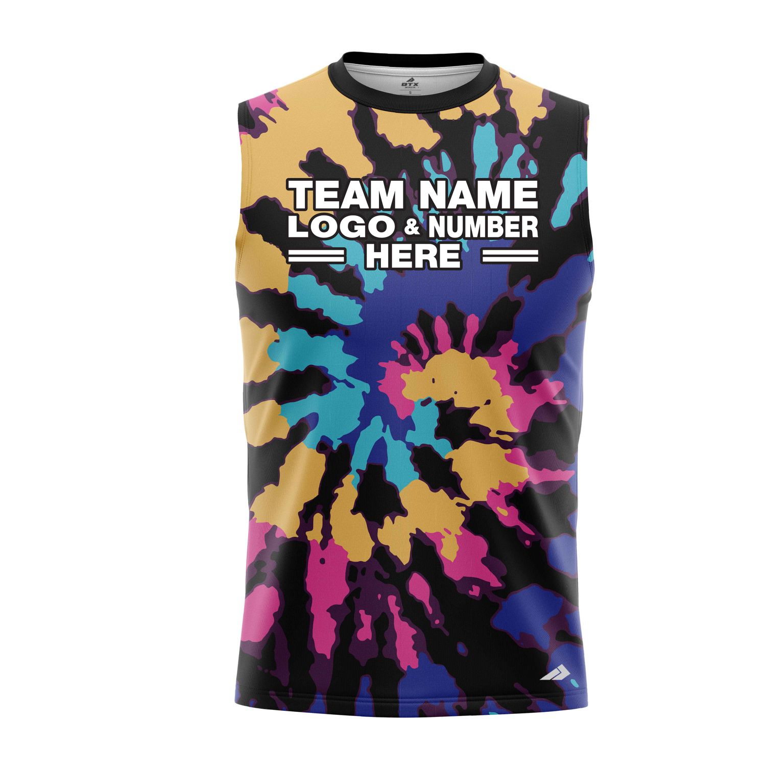 Custom Fully Sublimated Cosmic Crusaders Tie Dye Pattern Multicolor Performance Sleeveless 14667