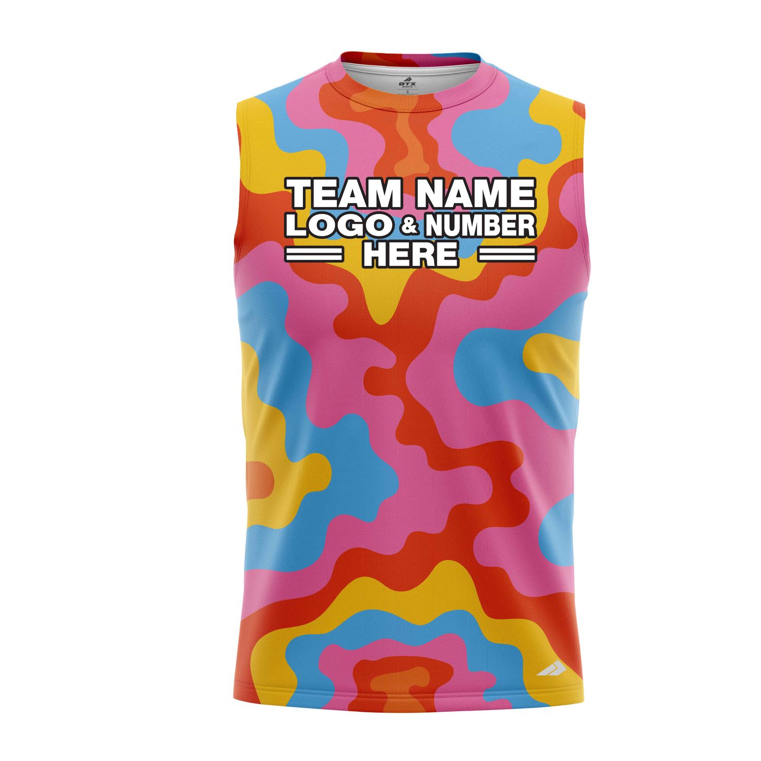 Custom Fully Sublimated Color Clash Tie Dye Pattern Multicolor Performance Sleeveless 14671