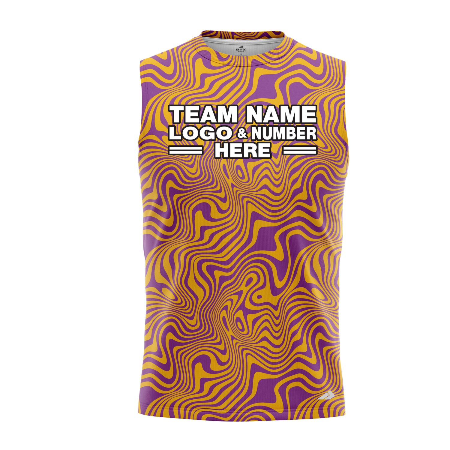 Custom Fully Sublimated Psychedelic Pioneers Tie Dye Pattern Orange Purple Performance Sleeveless 14683