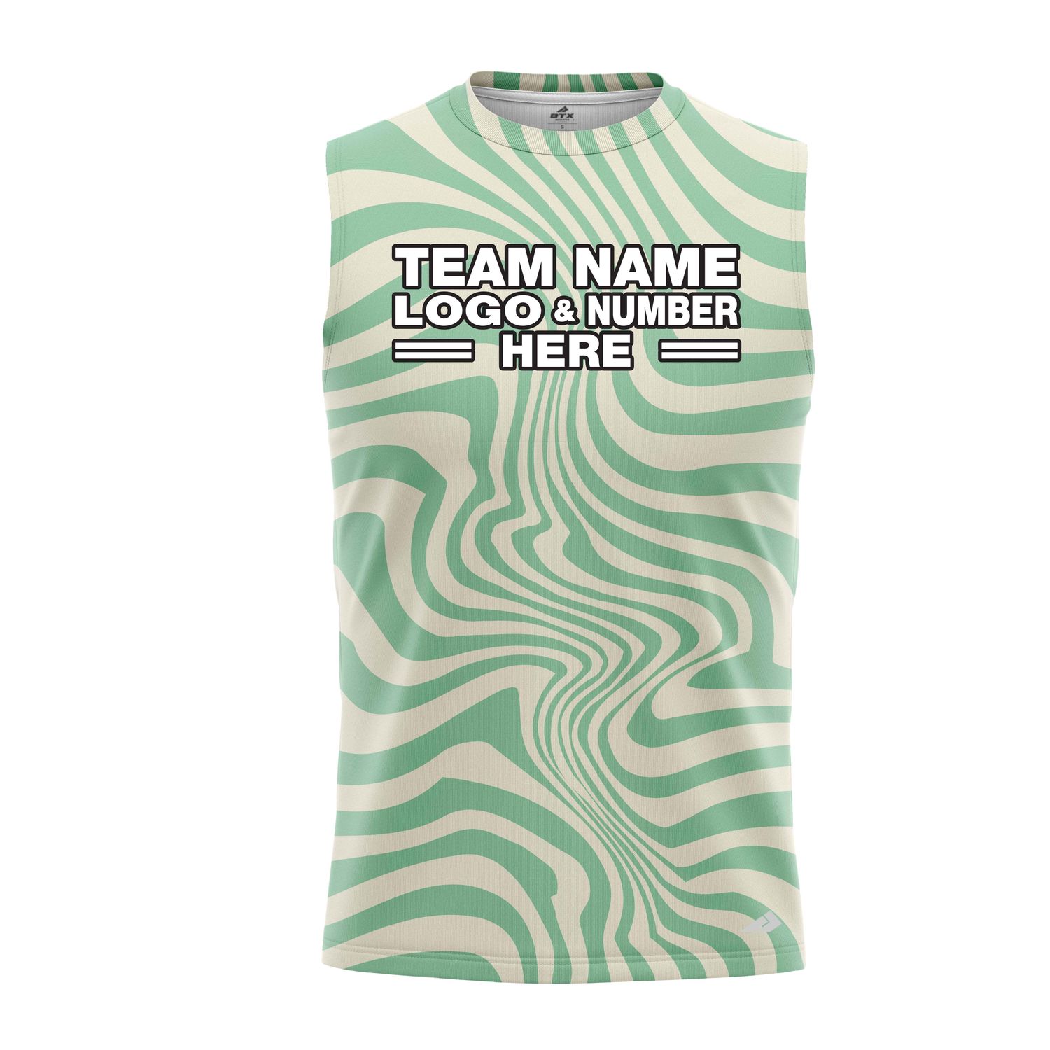 Custom Fully Sublimated Trippy Titans Tie Dye Pattern White Teal Performance Sleeveless 14687