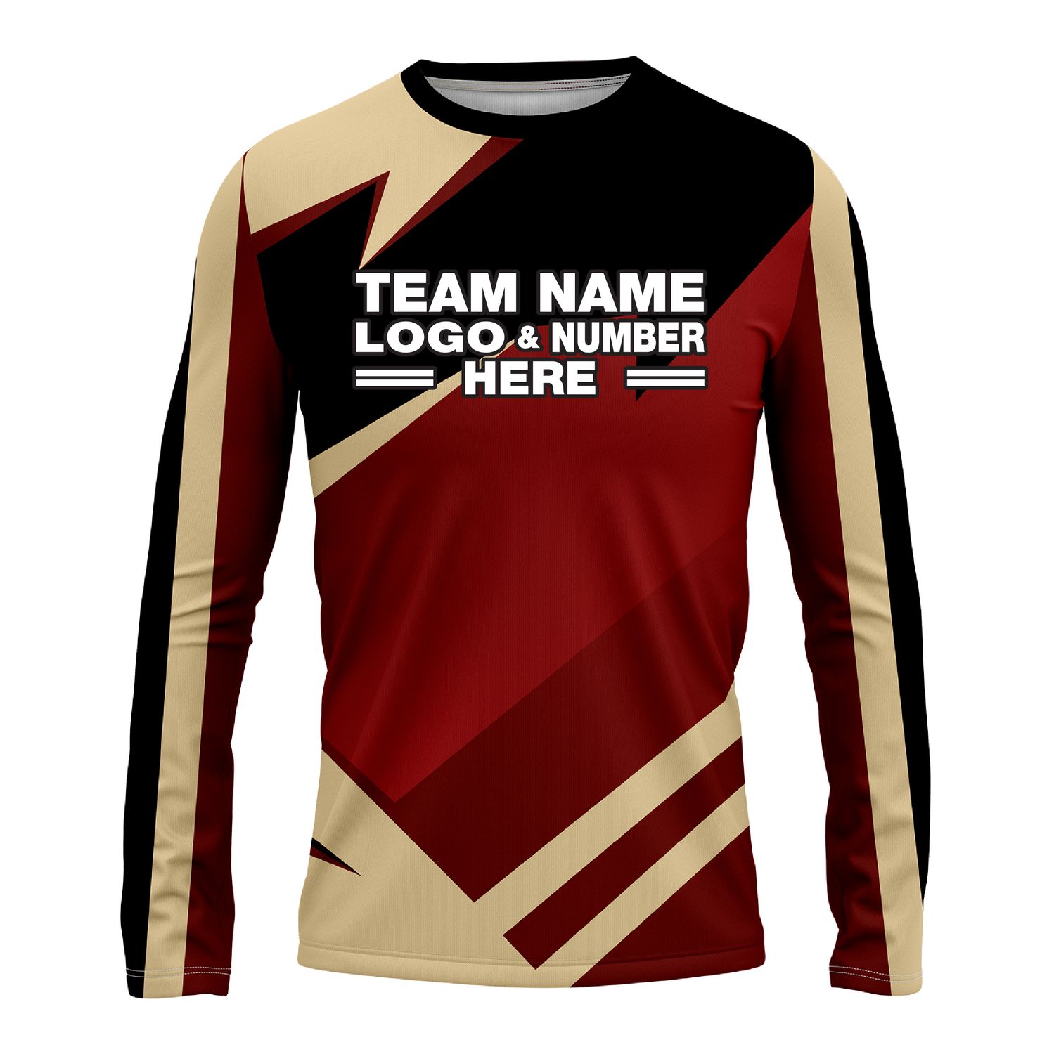 Custom Fully Sublimated Modern Pattern Vintage Red Performance Long Sleeves 14731