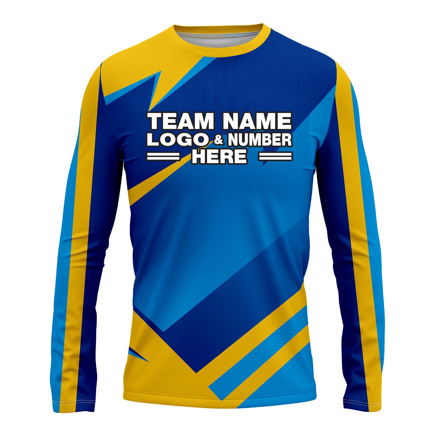 Custom Fully Sublimated Modern Pattern Yellow Blue Performance Long Sleeves 14763