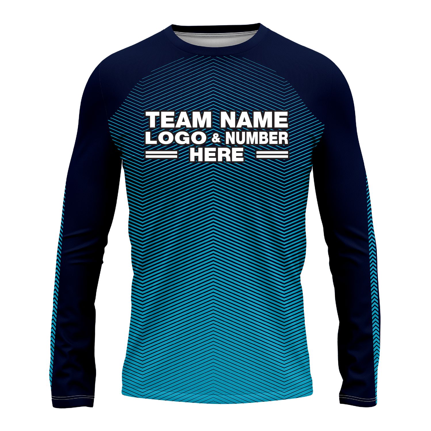 Custom Fully Sublimated Gradient Pattern Blue Performance Long Sleeves 14775