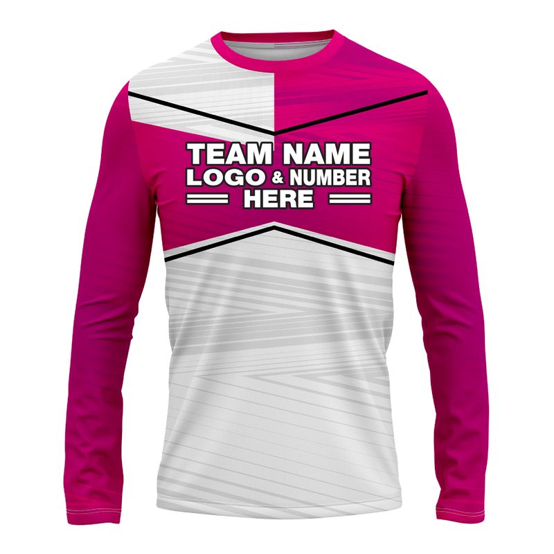 Custom Fully Sublimated Blue Line Pattern Red White Performance Long Sleeves 14847