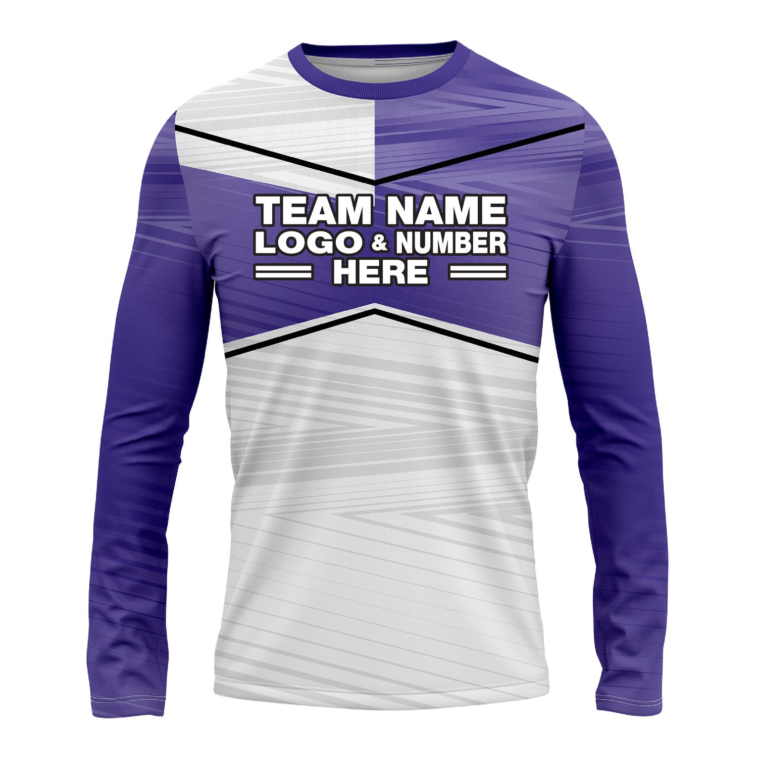 Custom Fully Sublimated Black Line Pattern Berry White Performance Long Sleeves 14863