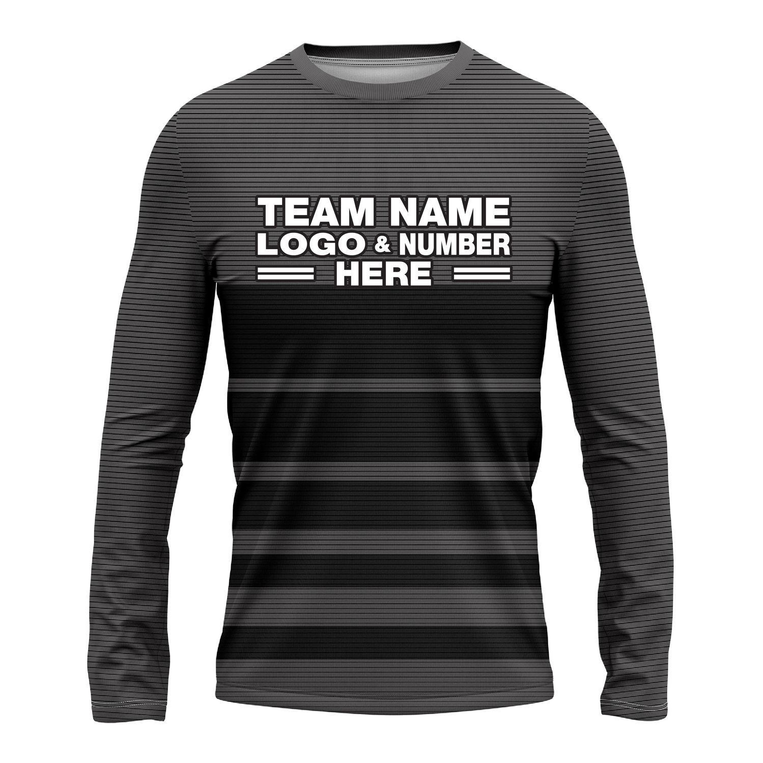 Custom Fully Sublimated Horizontal Stripes Pattern Dark Performance Long Sleeves 14915