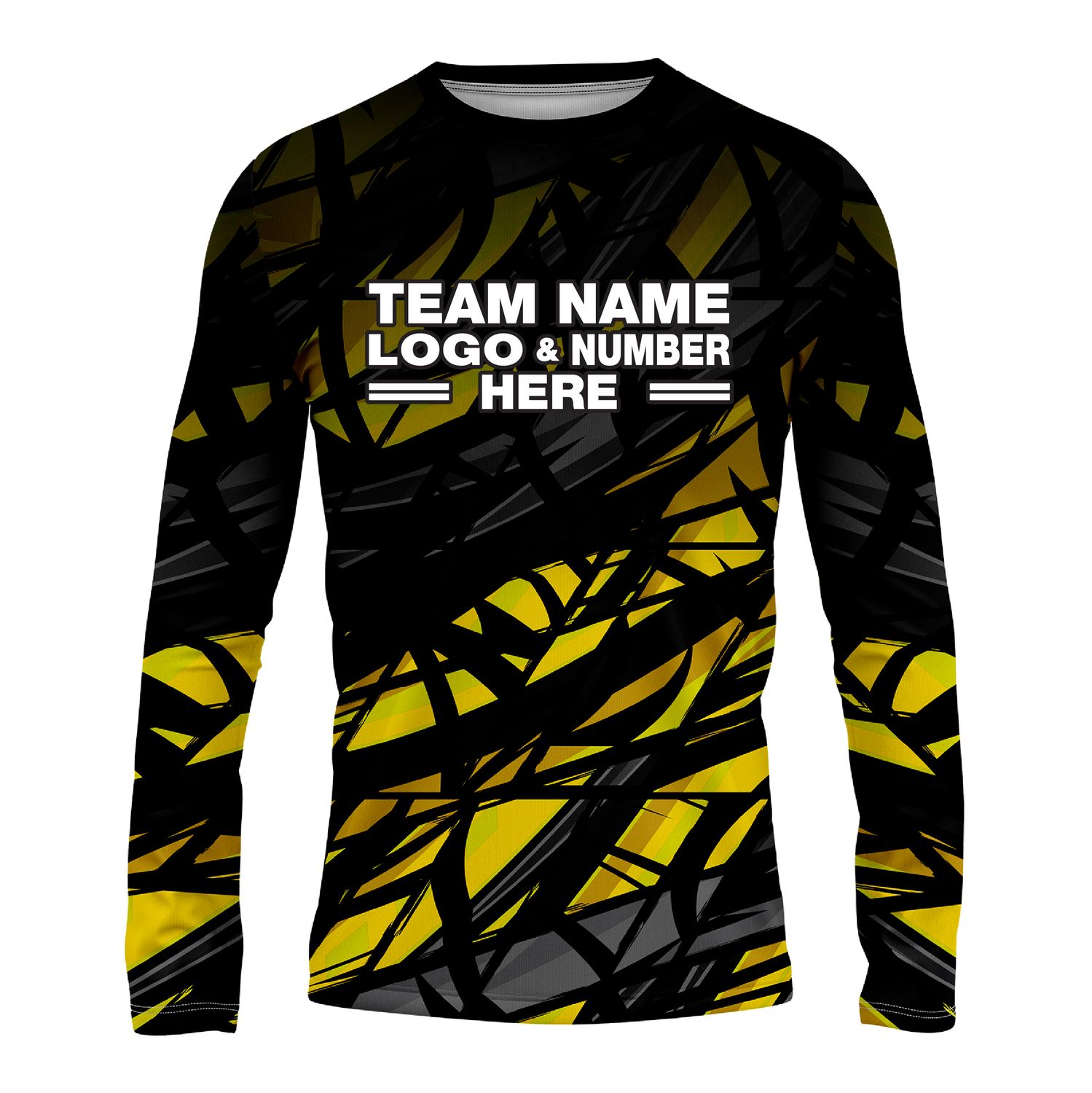 Custom Fully Sublimated Swarm Pattern Black Yellow Performance Long Sleeves 14935