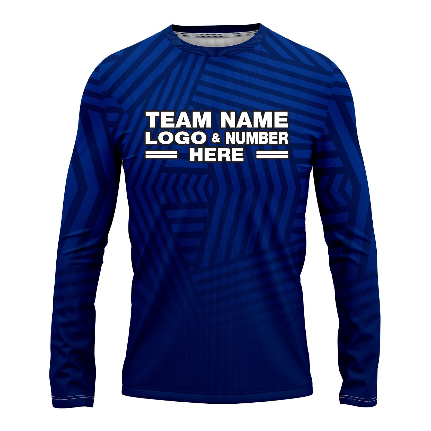 Custom Fully Sublimated Intersecting Pattern Blue Performance Long Sleeves 14959