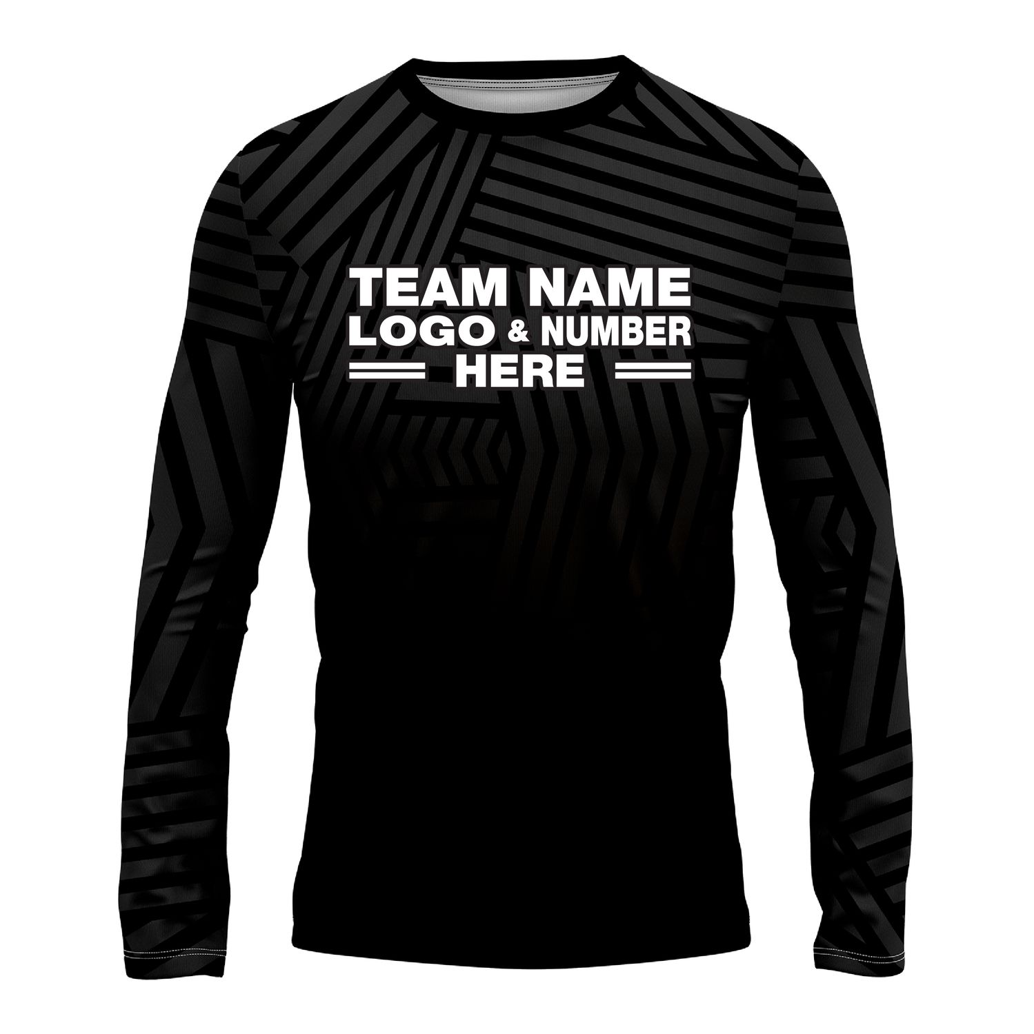 Custom Fully Sublimated Intersecting Pattern Black Performance Long Sleeves 14983