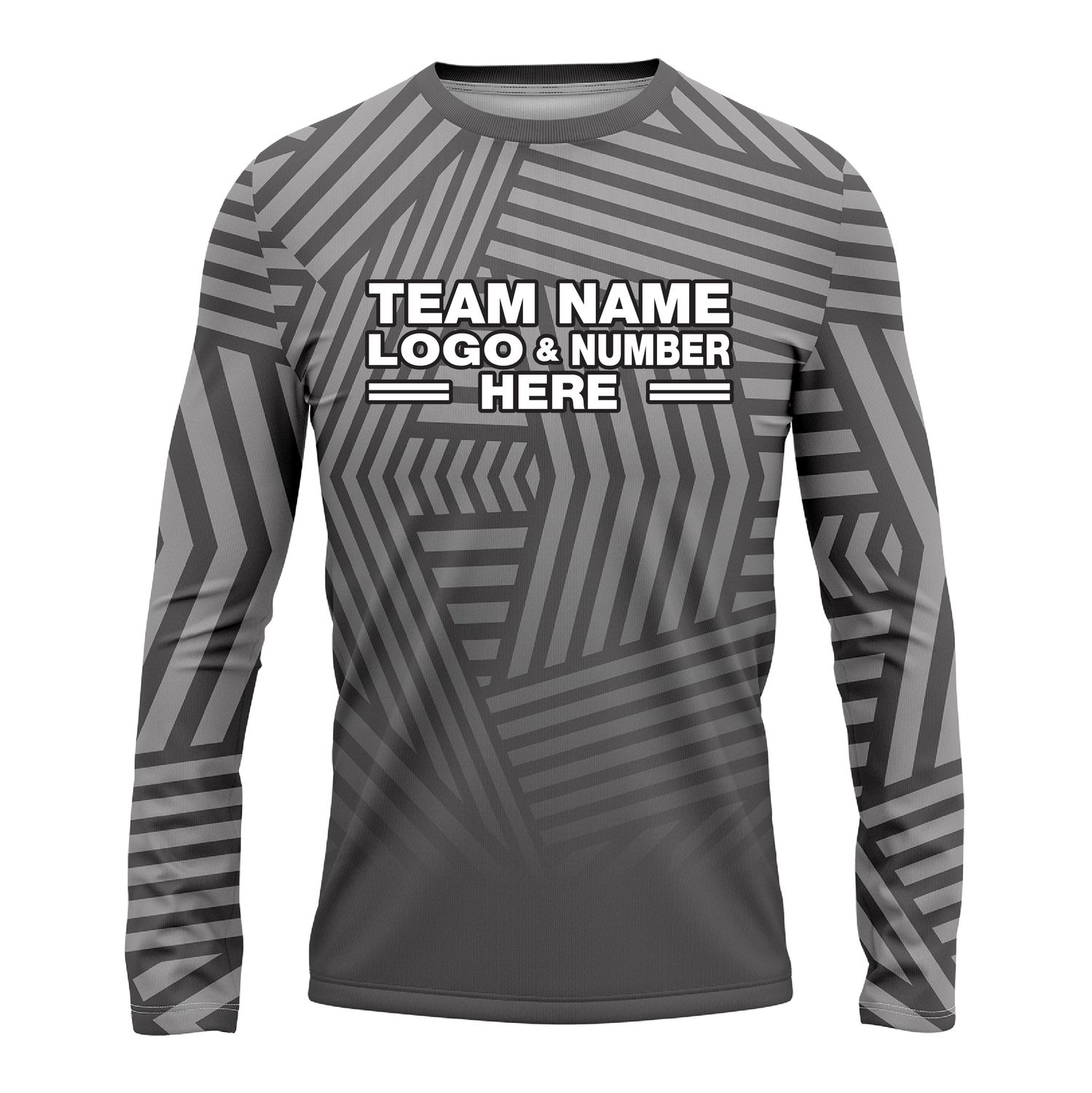 Custom Fully Sublimated Intersecting Pattern Gray Performance Long Sleeves 15007