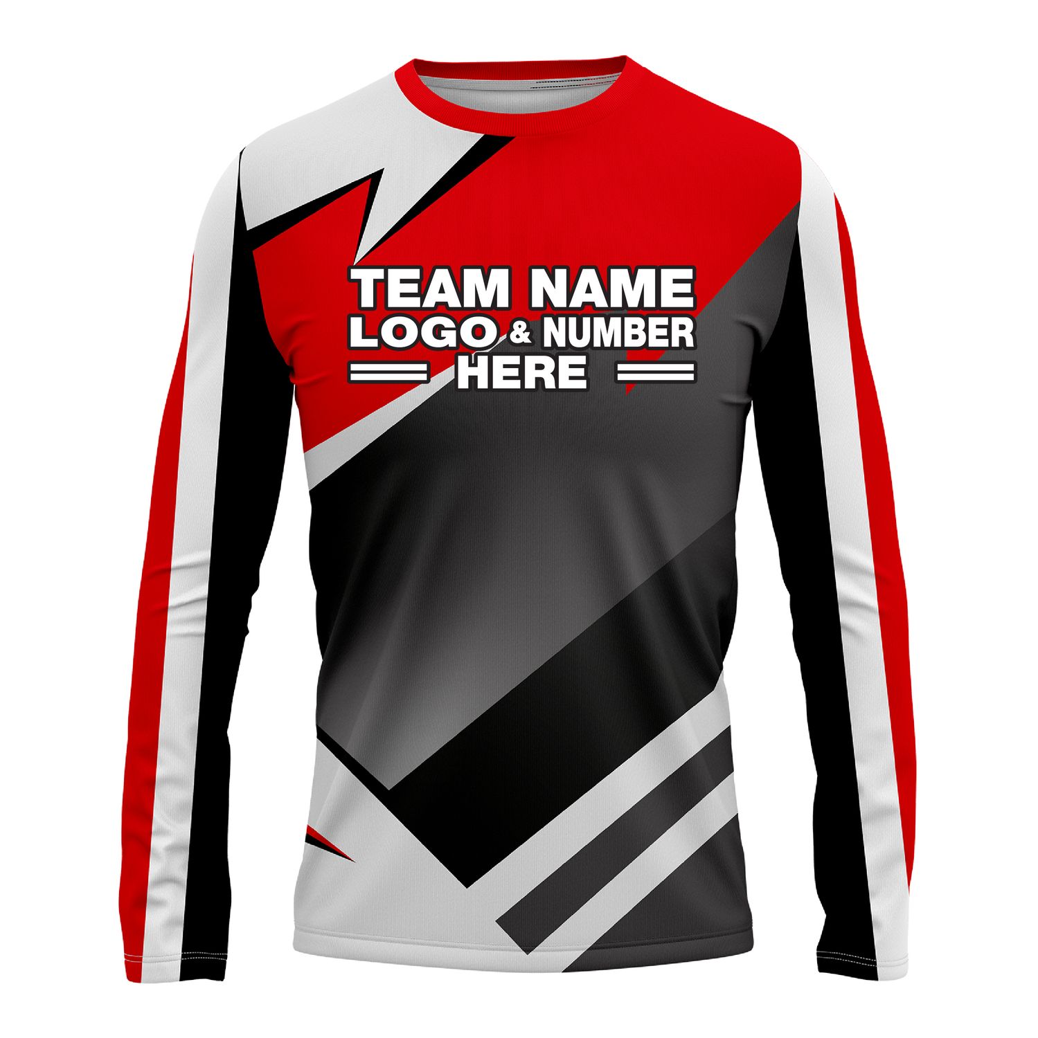 Custom Fully Sublimated Modern Pattern Red Black Gray Performance Long Sleeves 15055