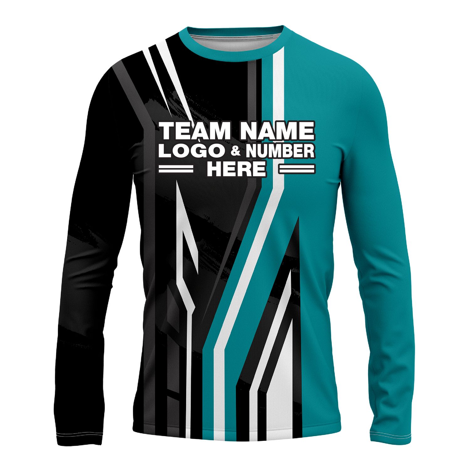 Custom Fully Sublimated Pallets Pattern Teal Black Performance Long Sleeves 15091