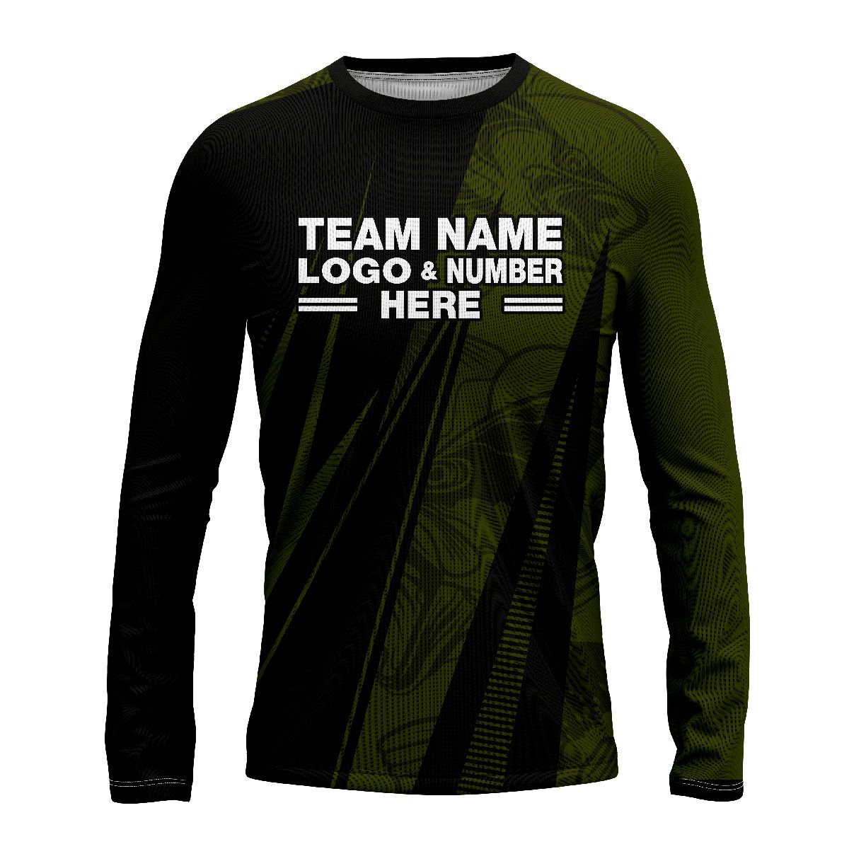 Custom Fully Sublimated Electric Fishing Pattern Dark Green Performance Long Sleeves 15299