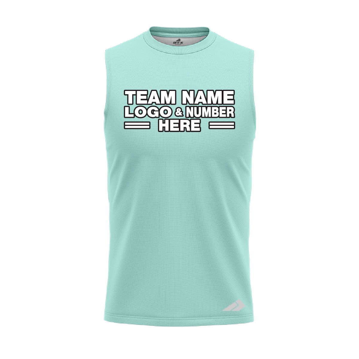 Custom Fully Sublimated Solid J12 Pattern Light Aqua Performance Sleeveless 15379