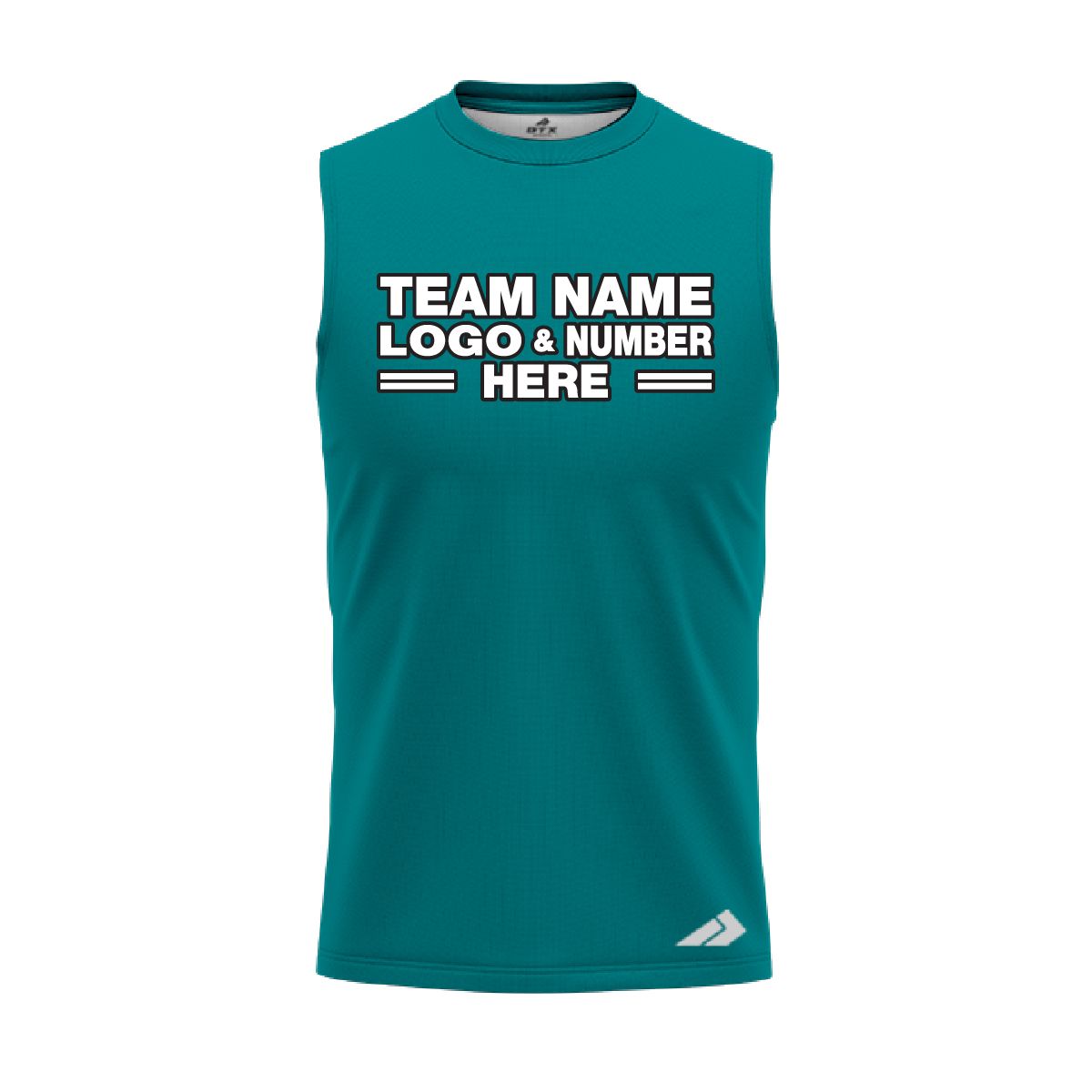 Custom Fully Sublimated Solid J15 Pattern Teal Performance Sleeveless 15395