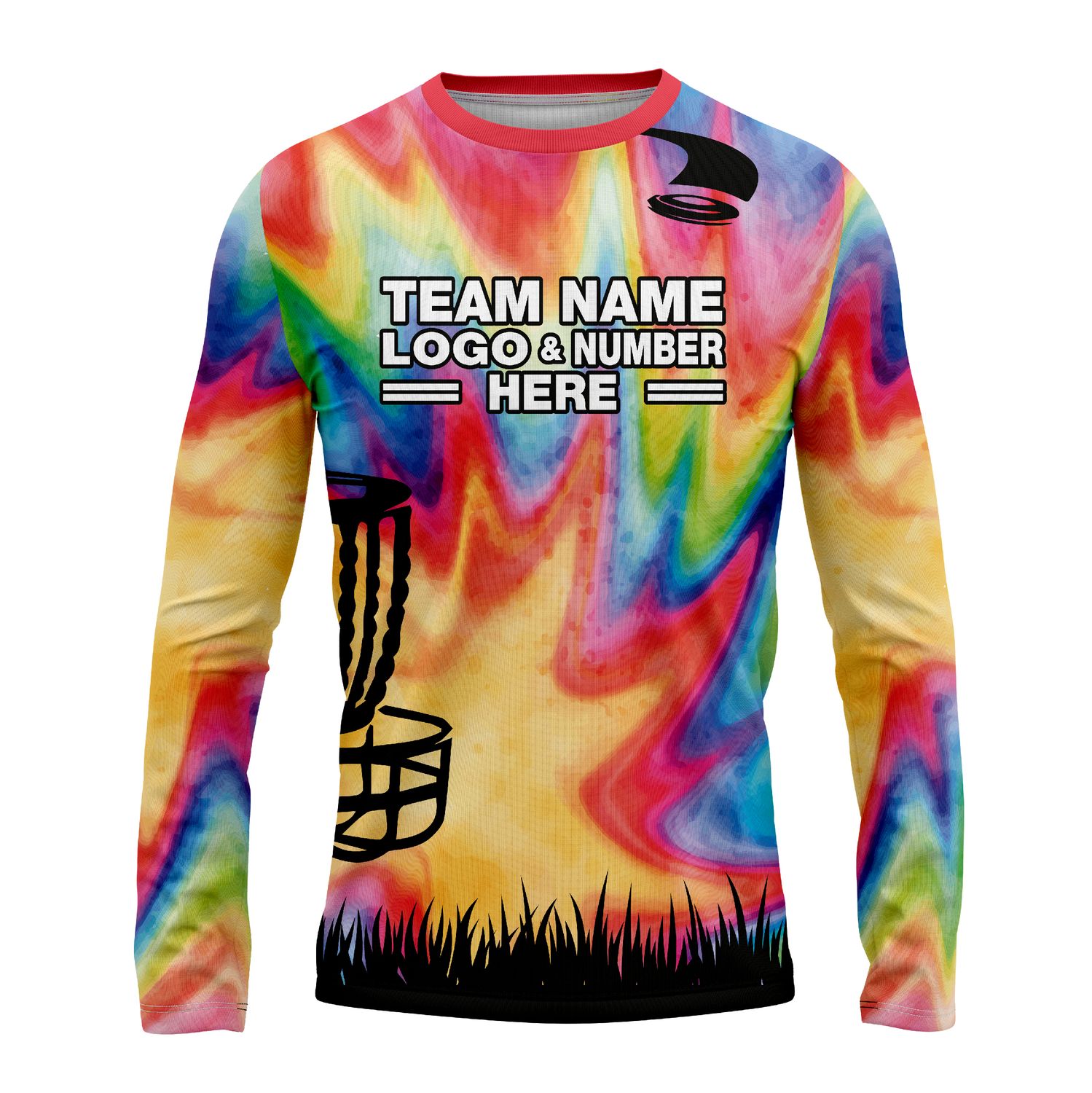 Custom Fully Sublimated Electric Disc Golf Pattern Multicolor Performance Long Sleeves 15419