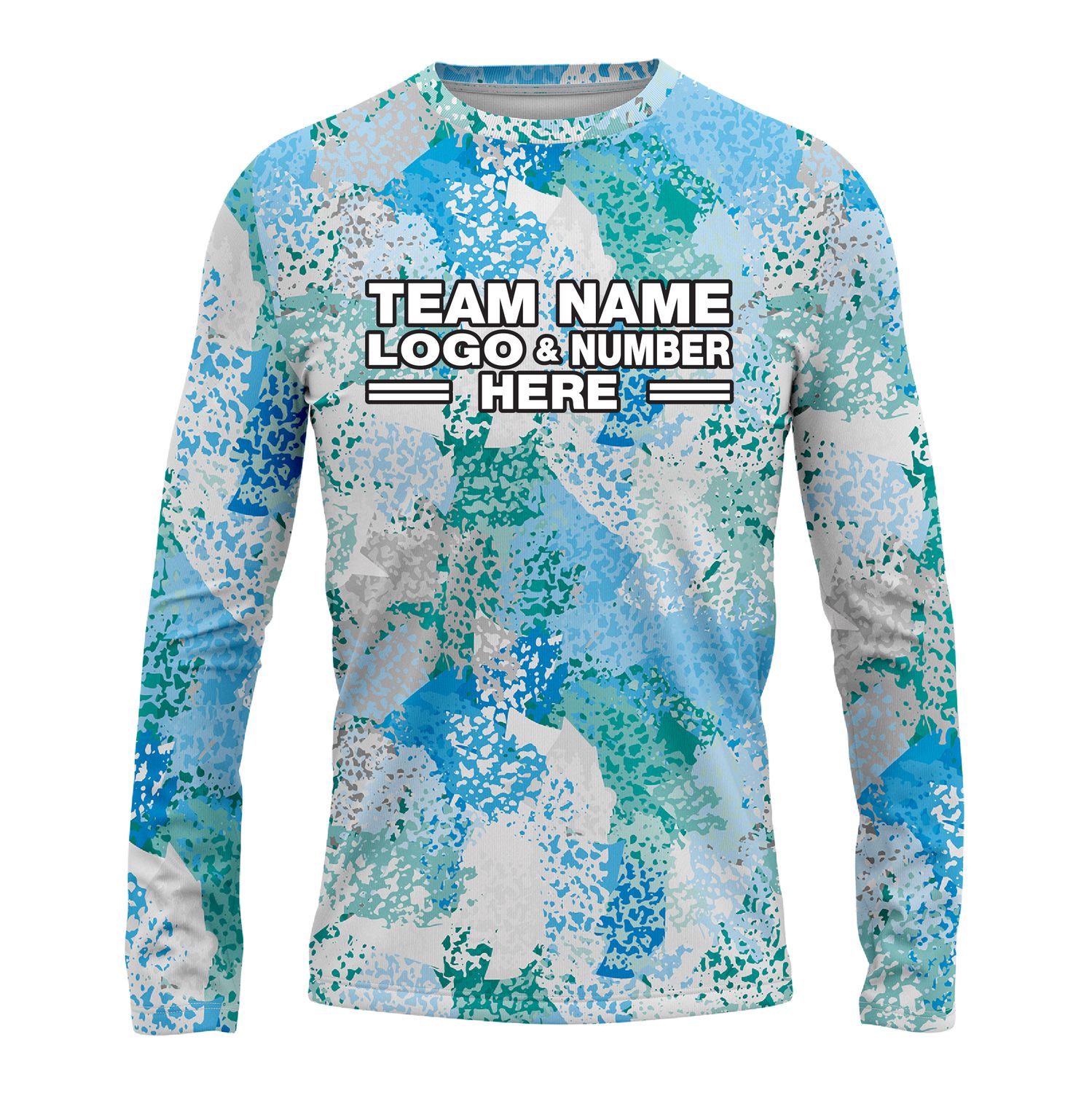 Custom Fully Sublimated Brushes Pattern SkyBlue White Performance Long Sleeves 15499