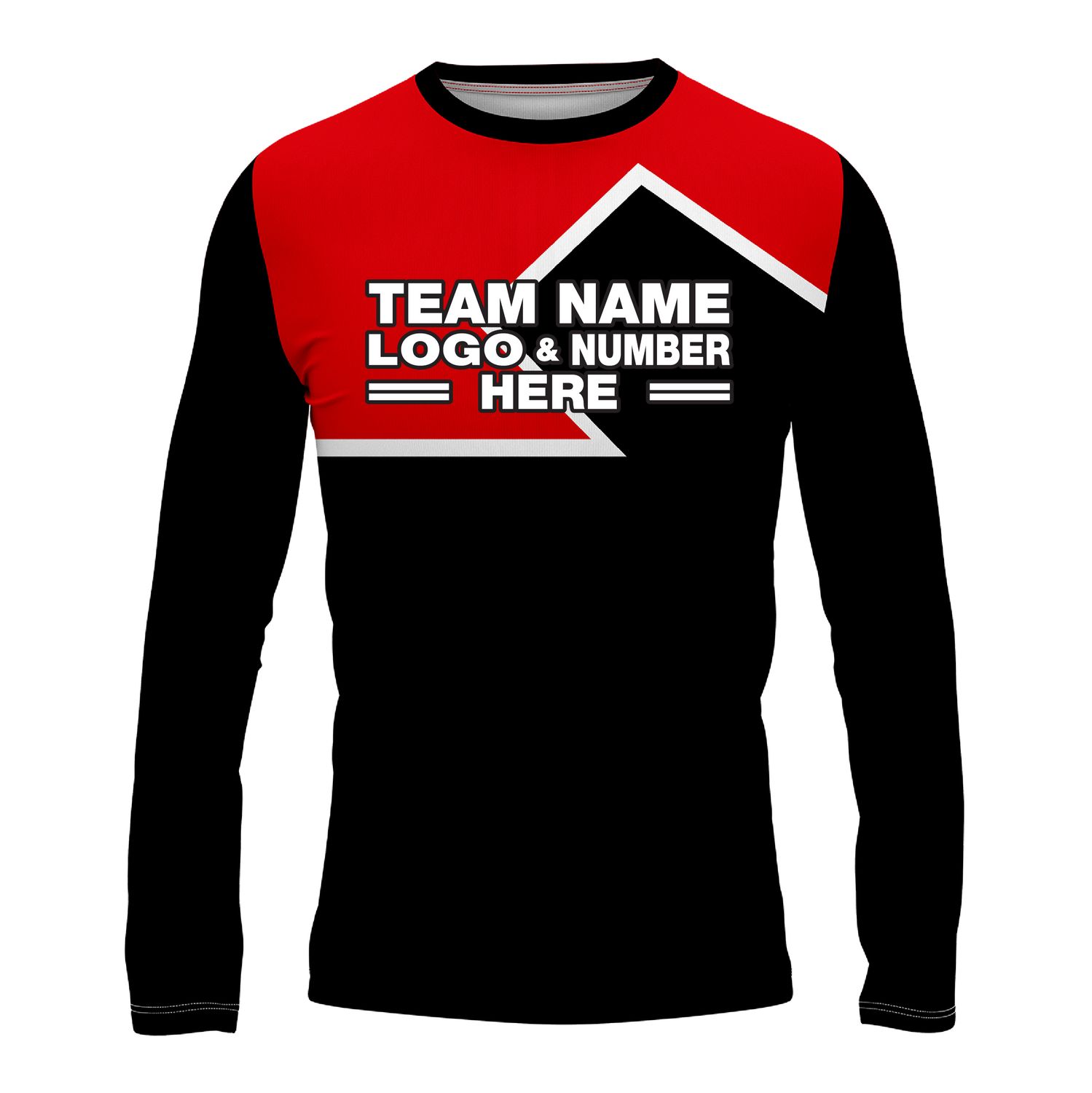 Custom Fully Sublimated Puzzle Pattern Red Black Performance Long Sleeves 15813