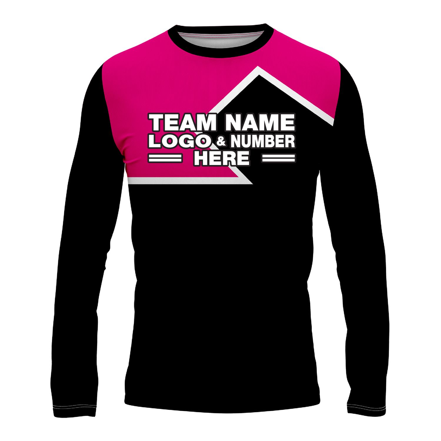 Custom Fully Sublimated Puzzle Pattern Pink Black Performance Long Sleeves 15879