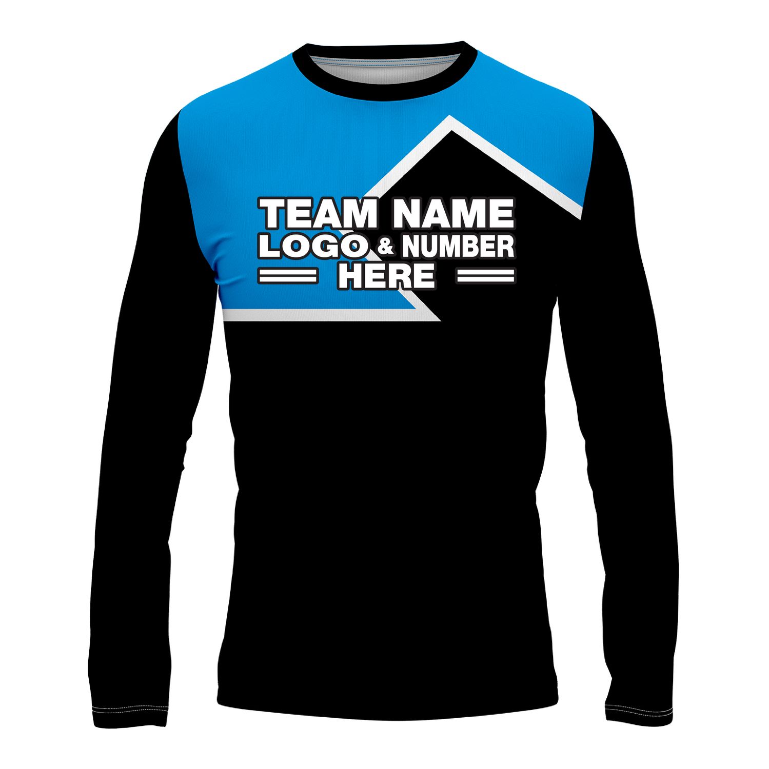 Custom Fully Sublimated Puzzle Pattern SkyBlue Black Performance Long Sleeves 15891