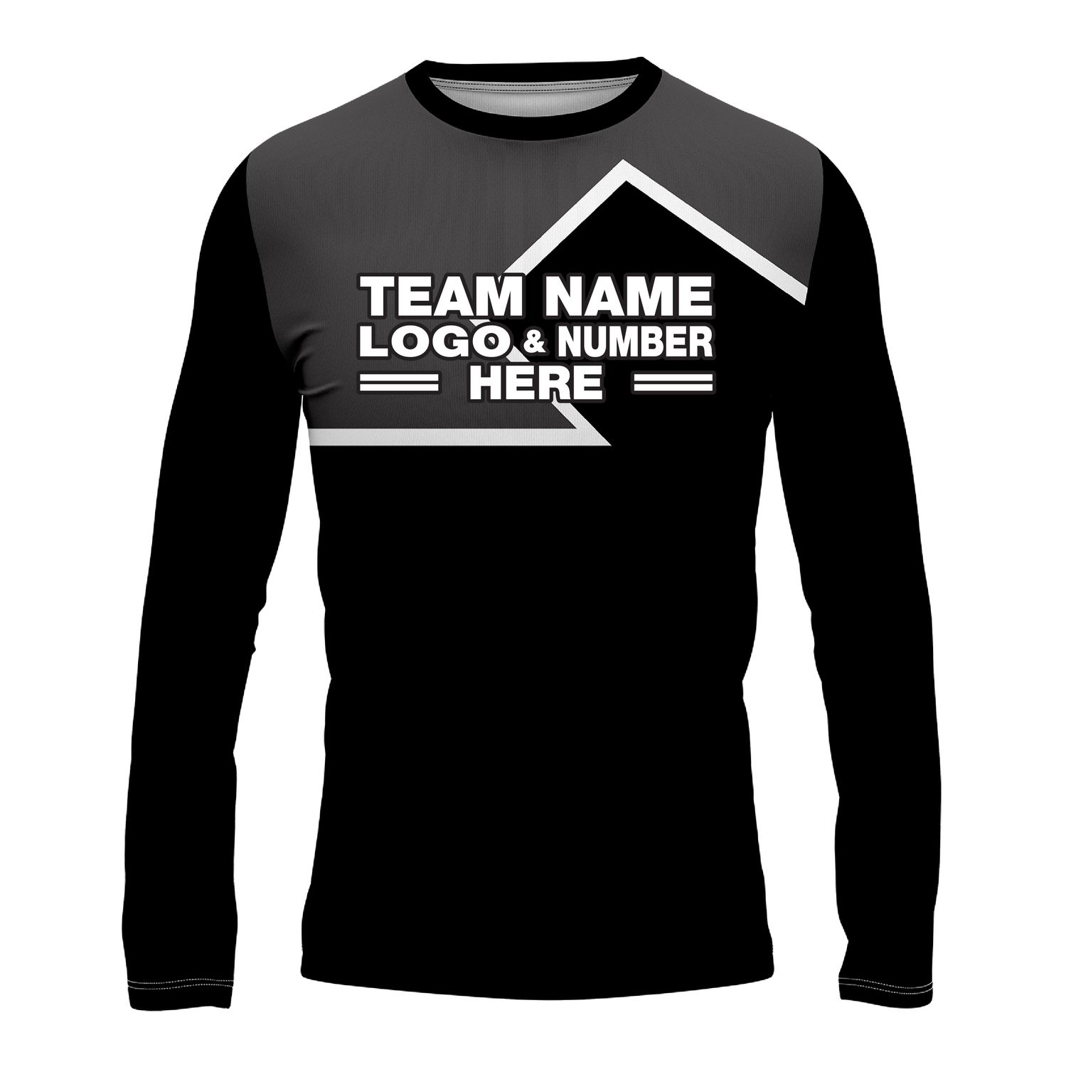 Custom Fully Sublimated Puzzle Pattern Gray Black Performance Long Sleeves 15933