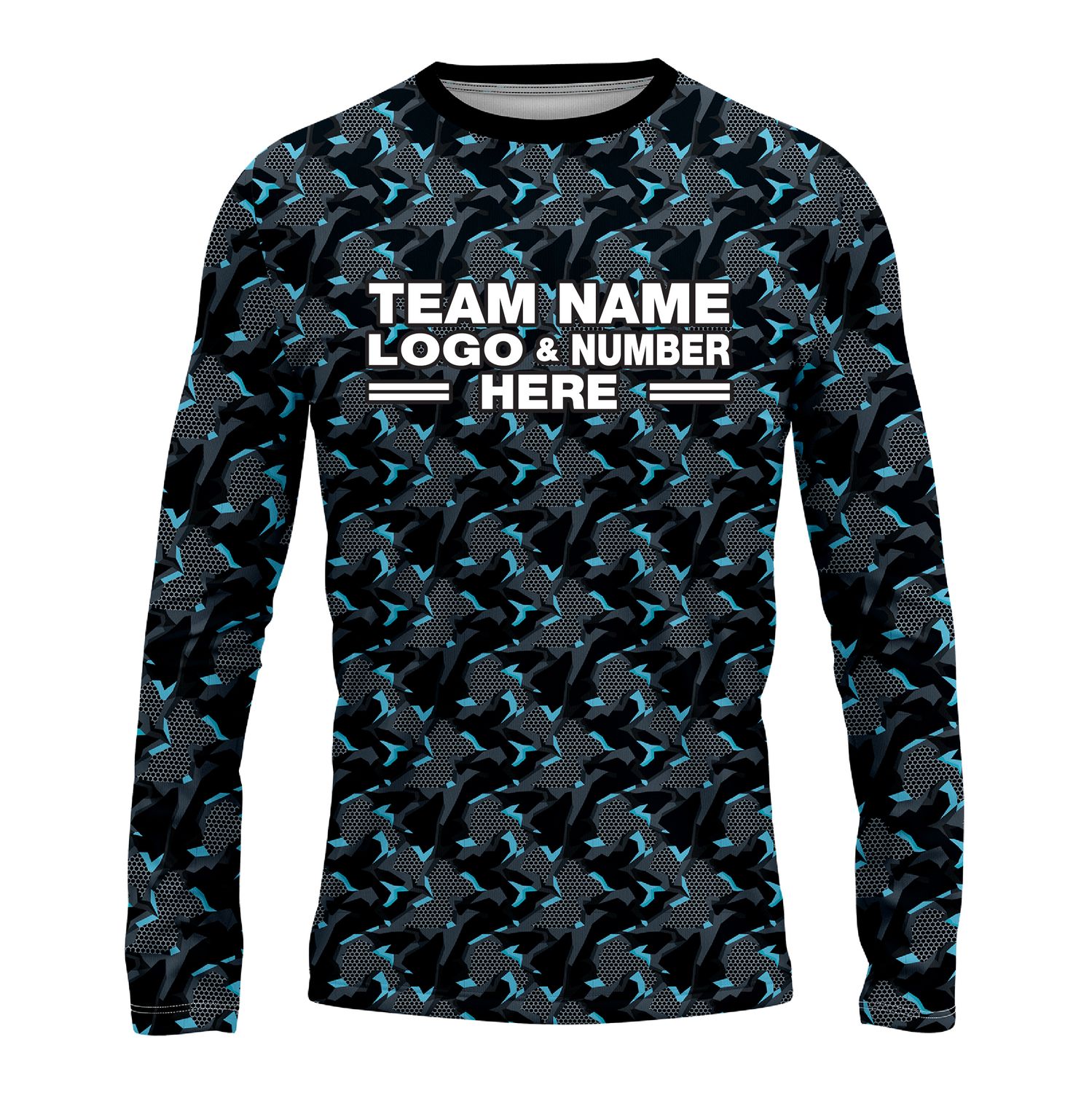Custom Fully Sublimated Tactical Pattern Blue Gray Black Performance Long Sleeves 16098