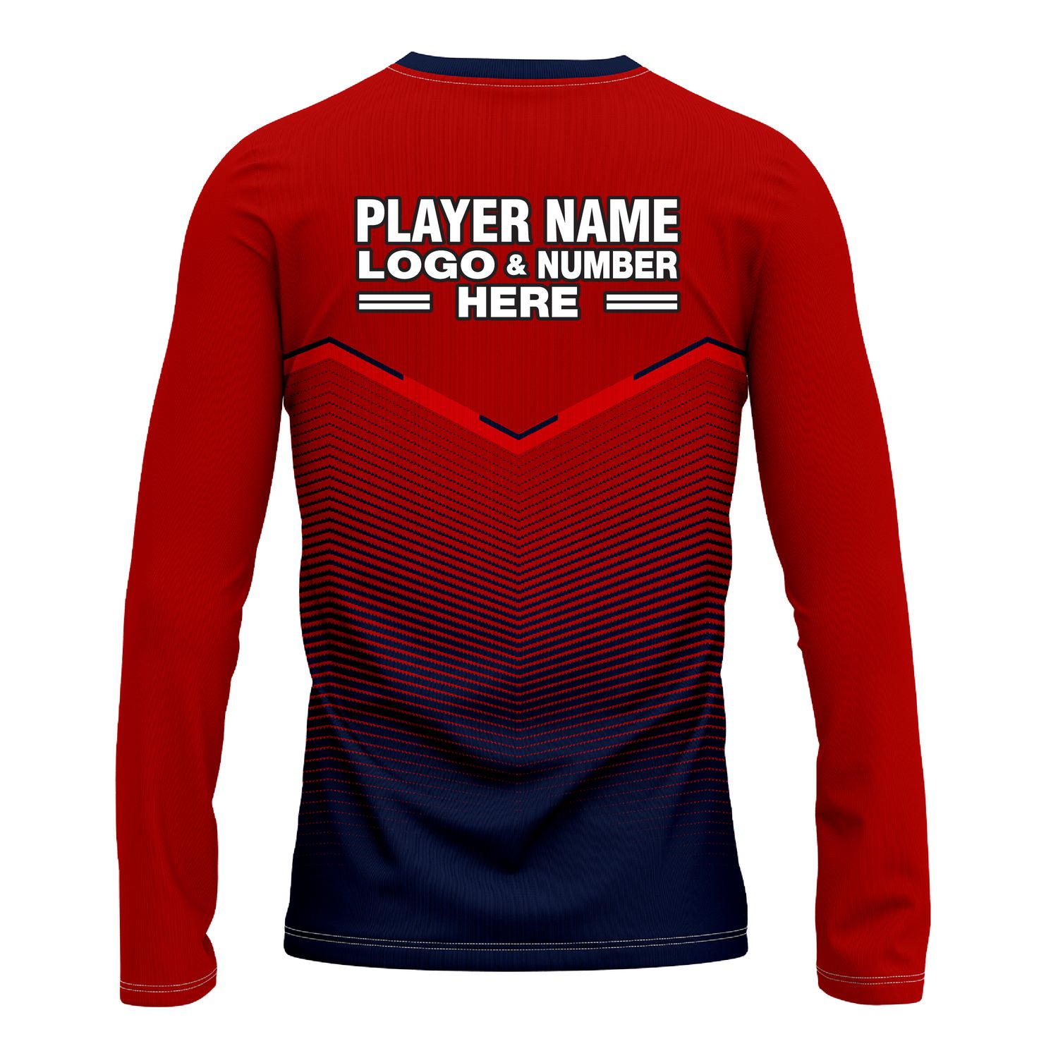Custom Fully Sublimated Bold  Pattern Red Blue Performance Long Sleeves 16122