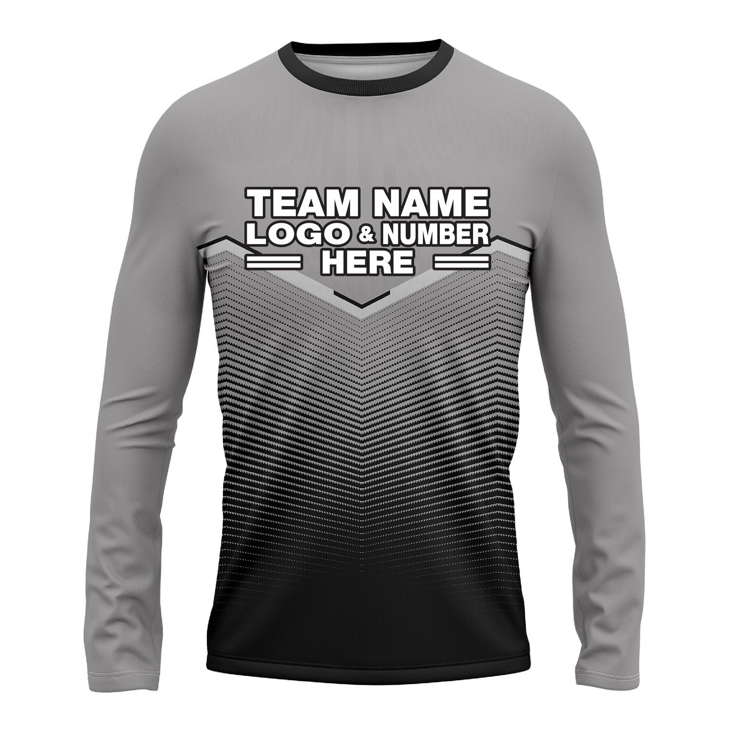 Custom Fully Sublimated Bold  Pattern Black Gray Performance Long Sleeves 16134